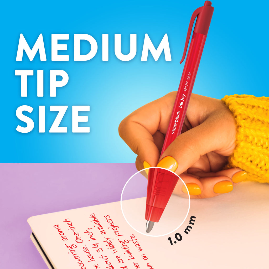 InkJoy 100 RT Retractable Ballpoint Pen Medium 1mm, Red Ink/Barrel, Dozen