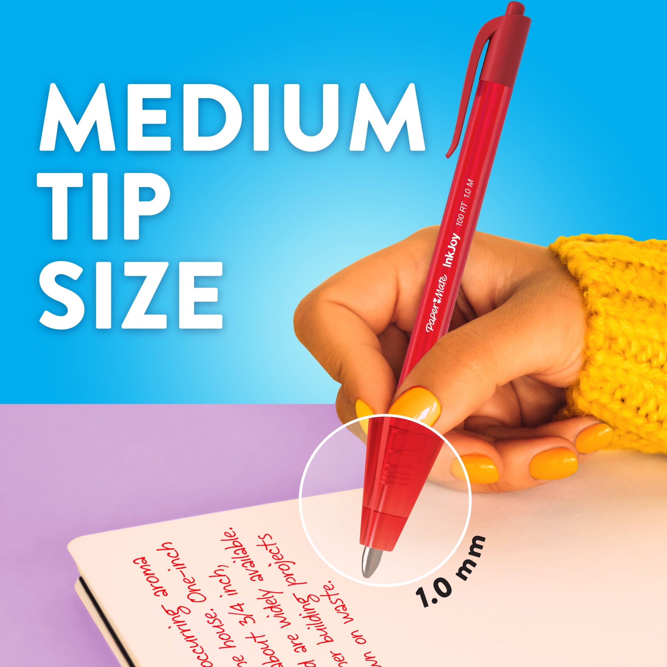 InkJoy 100 RT Retractable Ballpoint Pen Medium 1mm, Red Ink/Barrel, Dozen