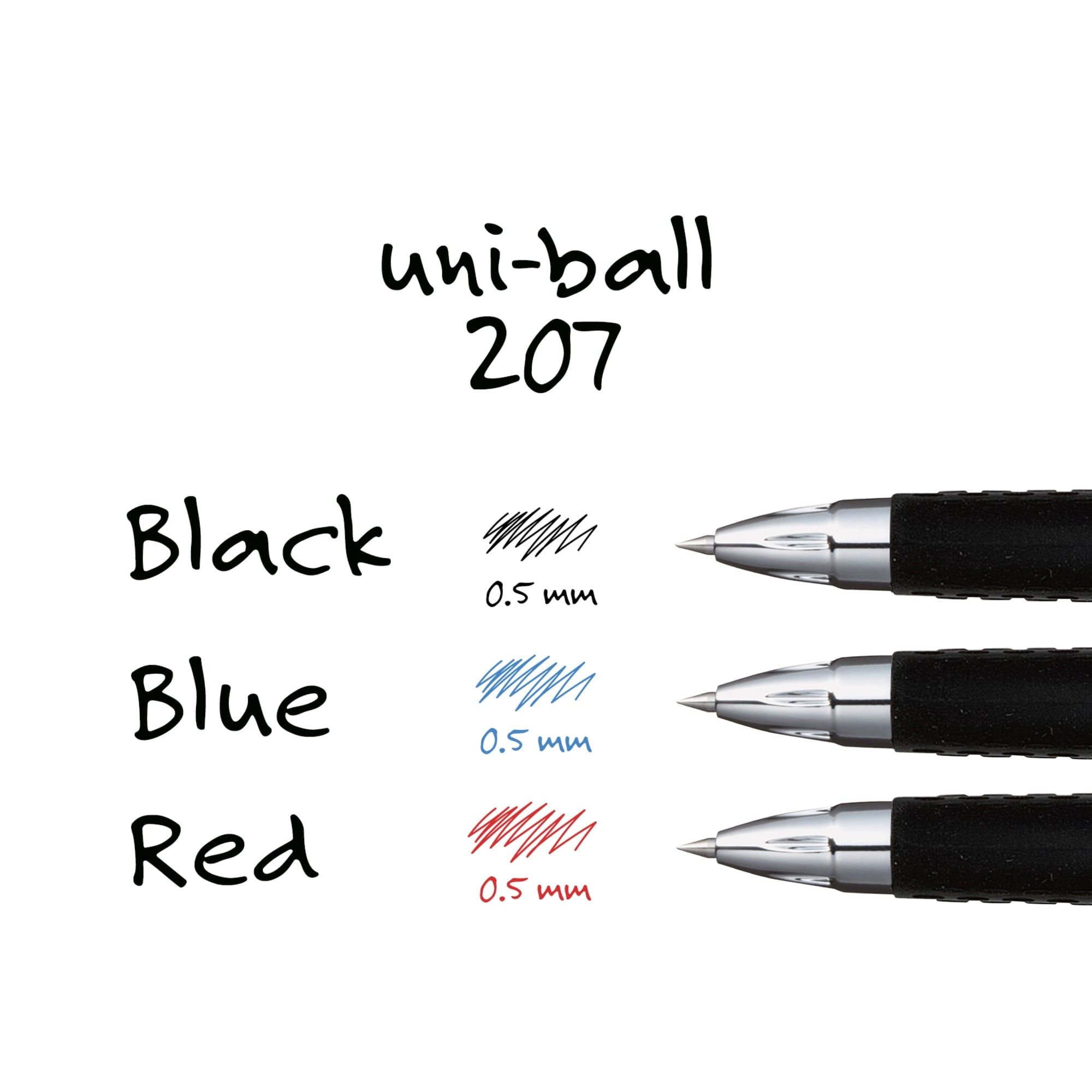 Uniball 207 Retractable Gel Pens, Micro Point (0.5mm), Black Ink Gel Pens, 2 Count