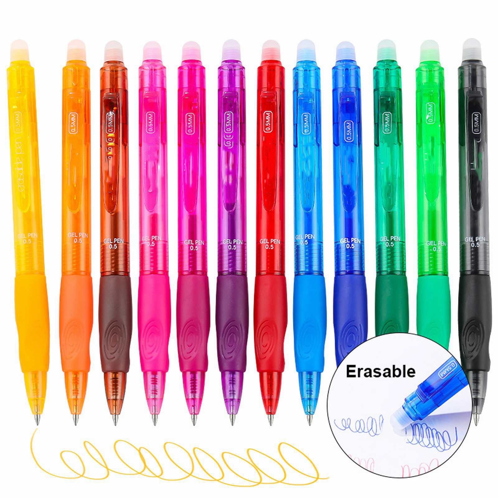 Plertrvy Clearance Color Erasable Gel Pen Black, 12 Colors Retractable Erasable Gel Pens (0.5Mm) Make Mistakes Disappear Premium Comfort Grip For Drawing Writing Planner And Sch. 5Ml