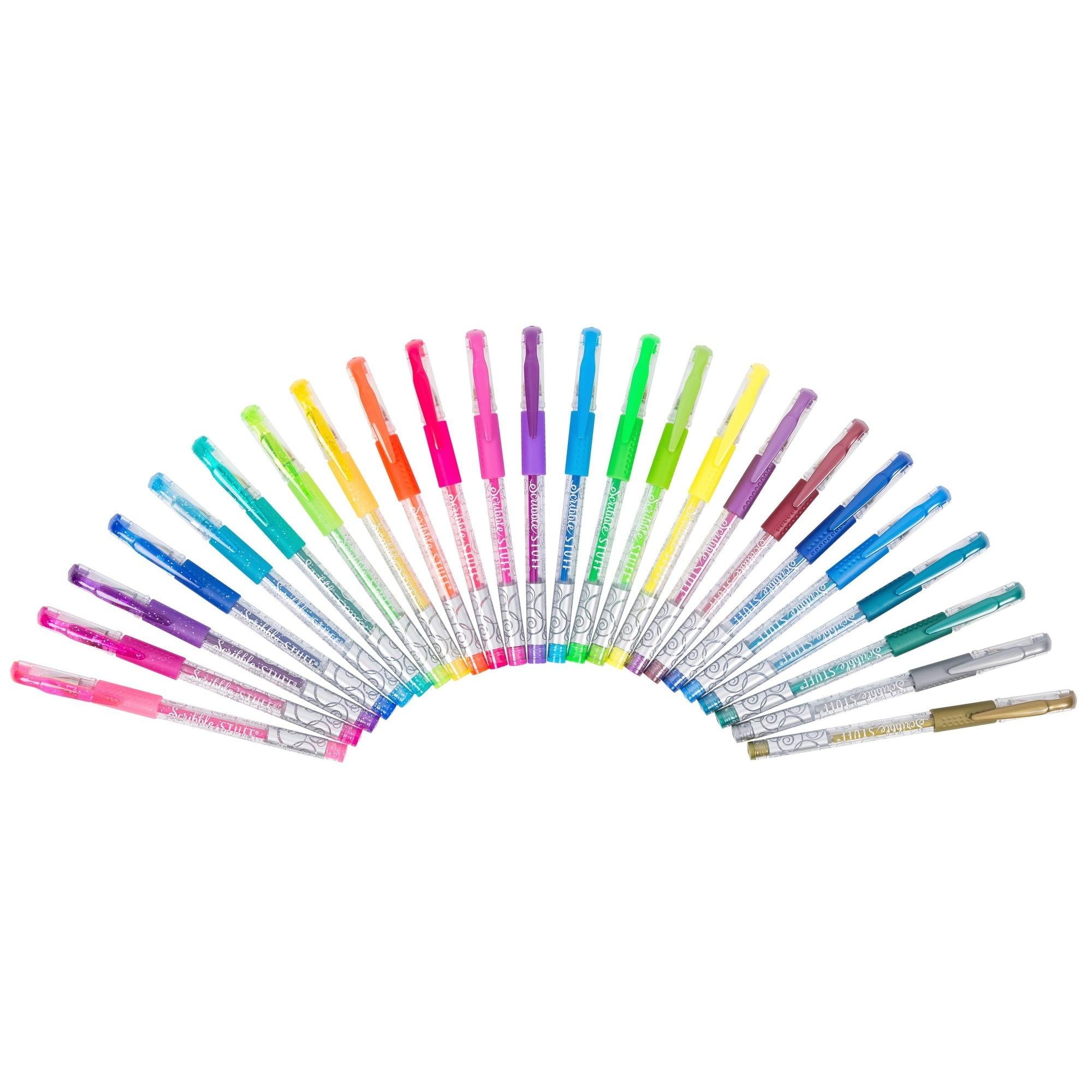 Scribble Stuff Gel Pens – 24 Count, Glitter, Neon & Metallic Inks, Assorted Colors