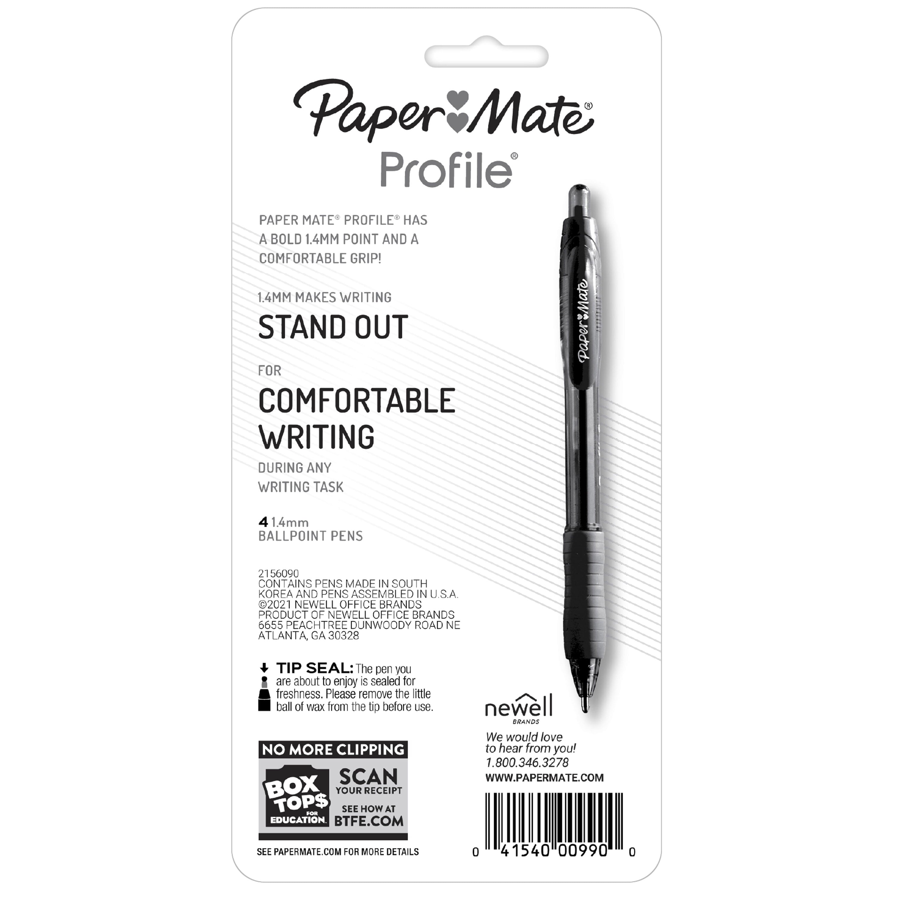 Paper Mate Profile Retractable Ballpoint Pens, Bold (1.4mm), Red, 4 Count