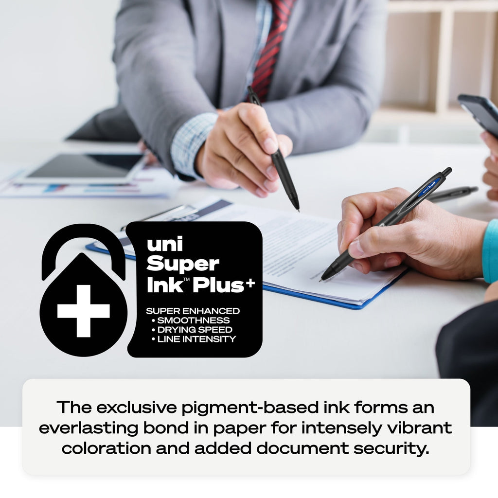 Uniball 207 Plus+ Retractable Gel Pens, Medium Point (0.7mm), Black Ink, 4 Count