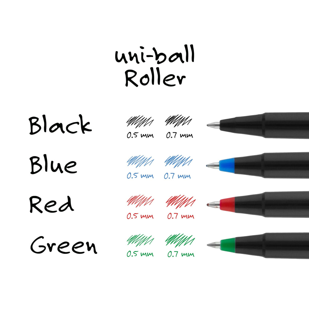 Uniball Roller Rollerball Pens, Micro Point (0.5mm), Black Ink, 12 Count