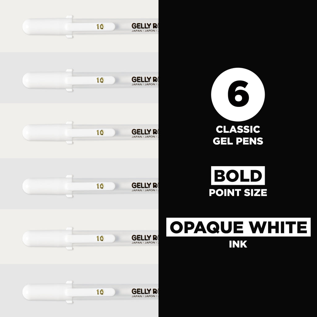 Sakura Gelly Roll Pen, Bold-Point, Classic White Color, 6 Count