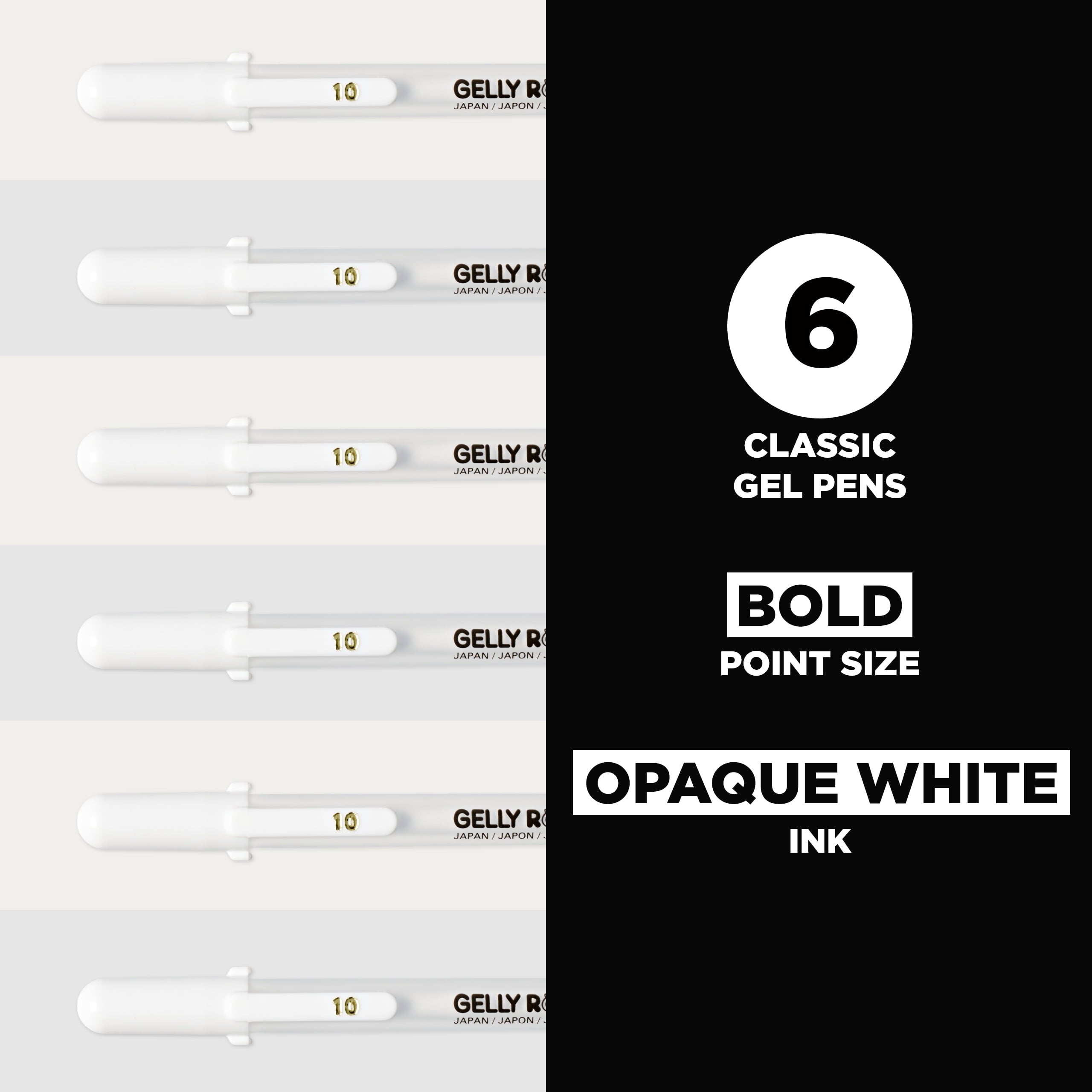 Sakura Gelly Roll Pen, Bold-Point, Classic White Color, 6 Count