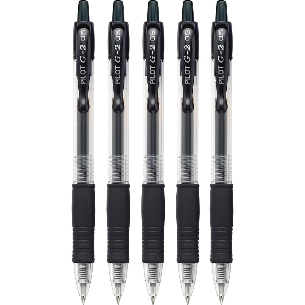 Pilot G2 Premium Retractable Gel Ink Pens, Extra Fine Point, Black, 5 Count
