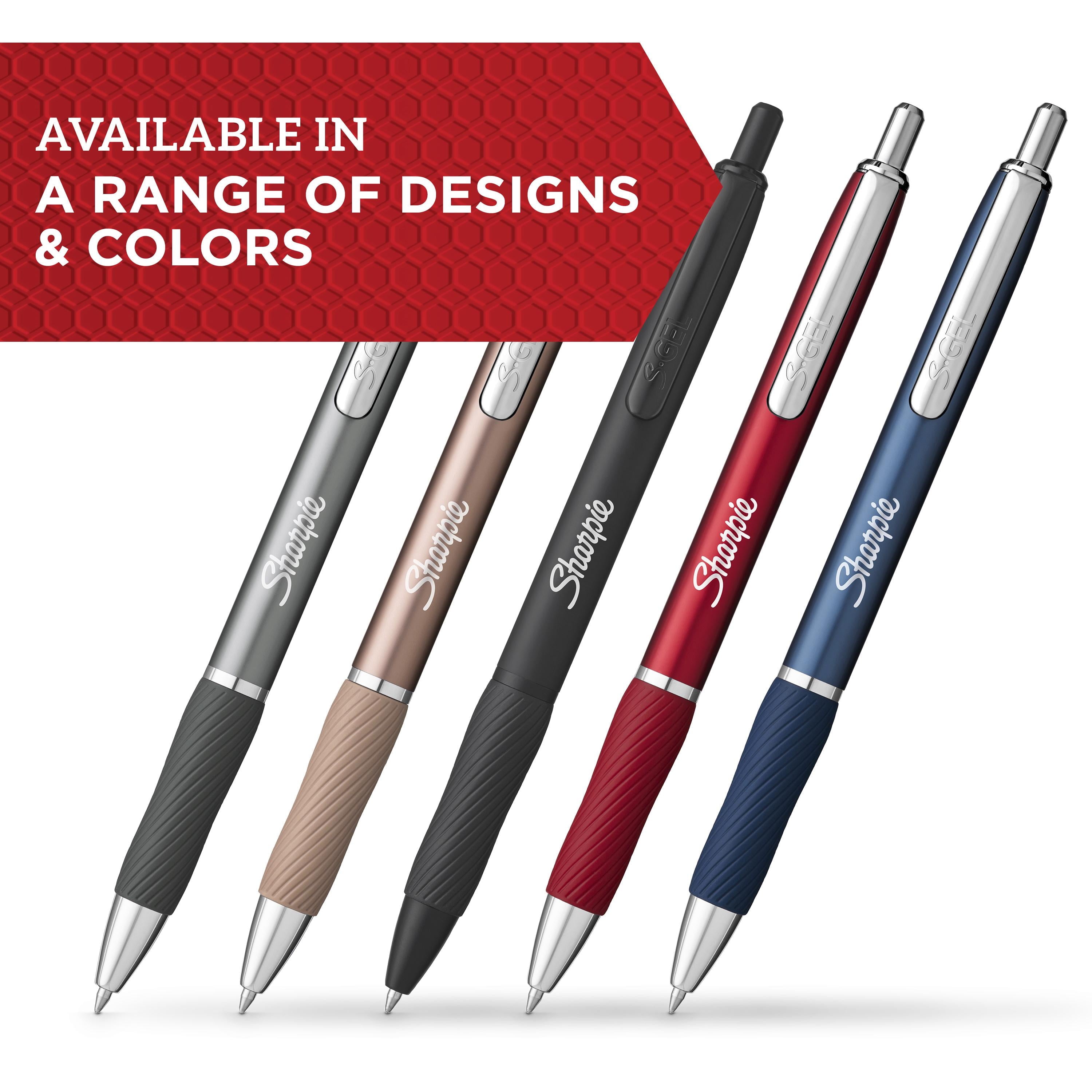 Sharpie S-Gel, Gel Pens, Sleek Metal Barrel, Matte Black, Medium Point (0.7mm), Black Ink, 2 Count