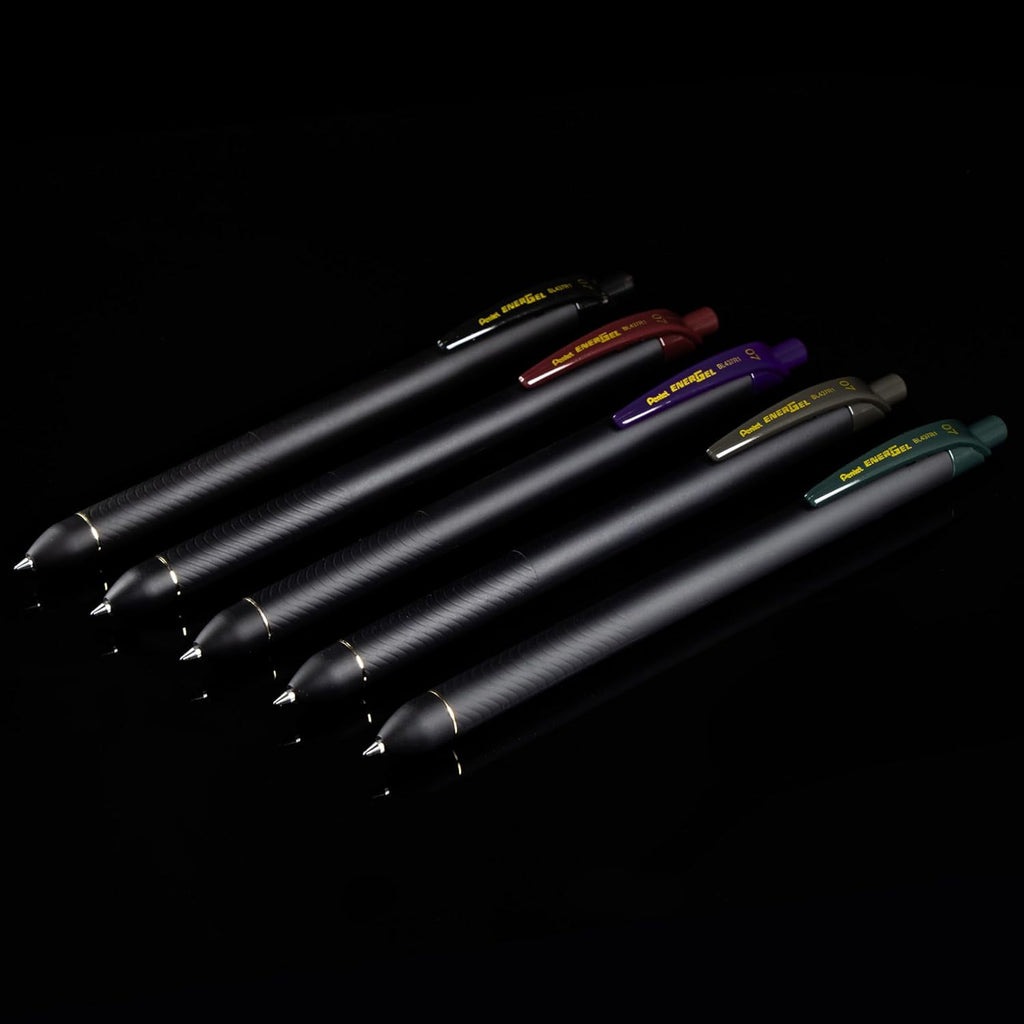 Pentel EnerGel Kuro Gel Pen, Shades of Black, 0.7mmtip, Assorted black ink, 5 pens