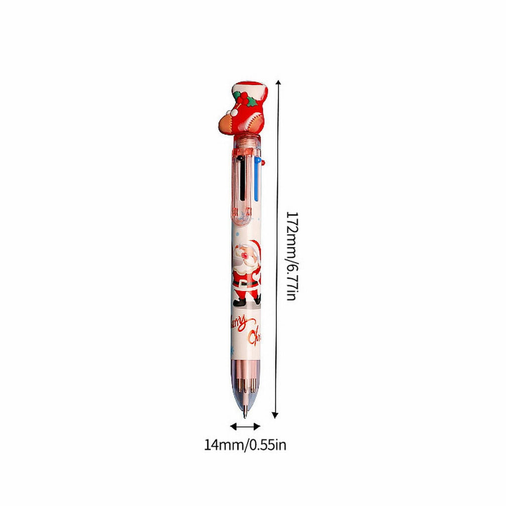 Christmas 6 Color Touch Ballpoint Pen Santa 6 Color Pen Random 0.5 inches in diameter