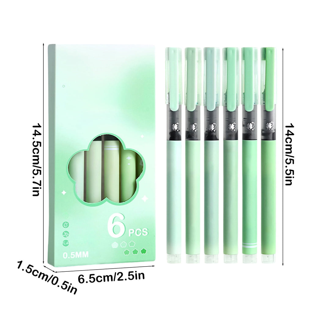 WKSCLPAI Gel Ink Pen with Direct Liquid Filling 6 Pcs High Capacity Ink Pen 0.5mm Anti-fall Bullet-Shaped Nib Smooth Writing for Journaling Office Exam Student Pen Business Signature Green