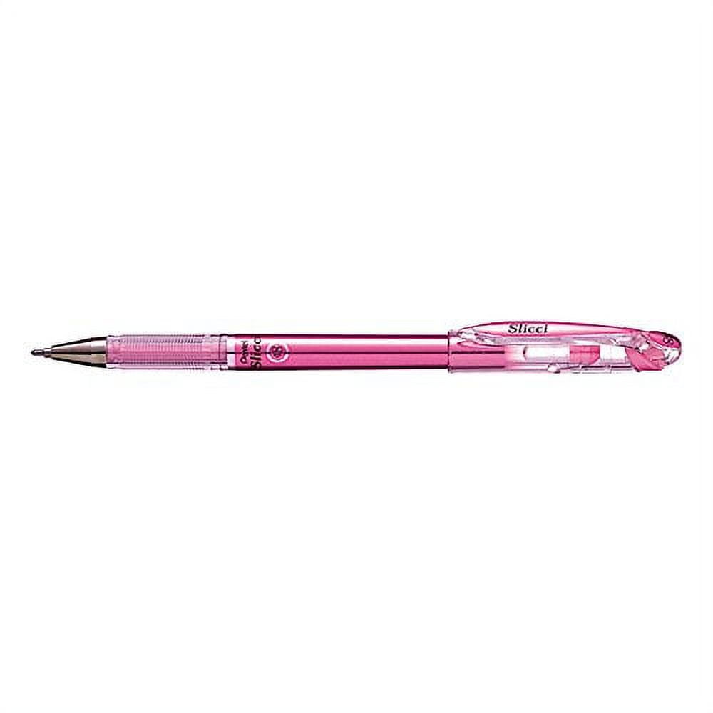 Pentel Arts Slicci Metallic 0.8 mm Needle Tip Gel Pen, Metallic Pink Ink, Box of 12 (BG208-MP)