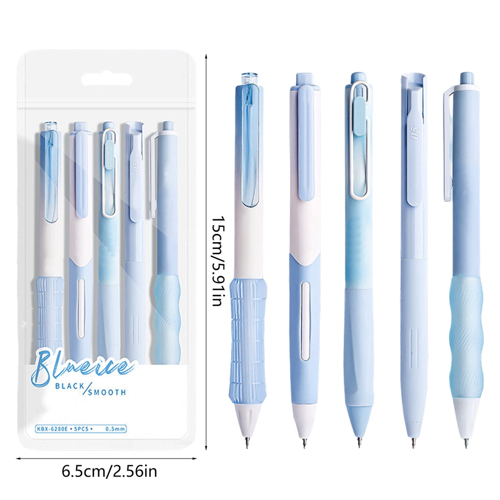PPLoney 5 Pack 0.5mm Fast Drying Gel Pens - Smooth Writing, Convenient Press Design, Ideal for Exams, Office Work, and More - Clear Ink Level View, Lightweight and Portable