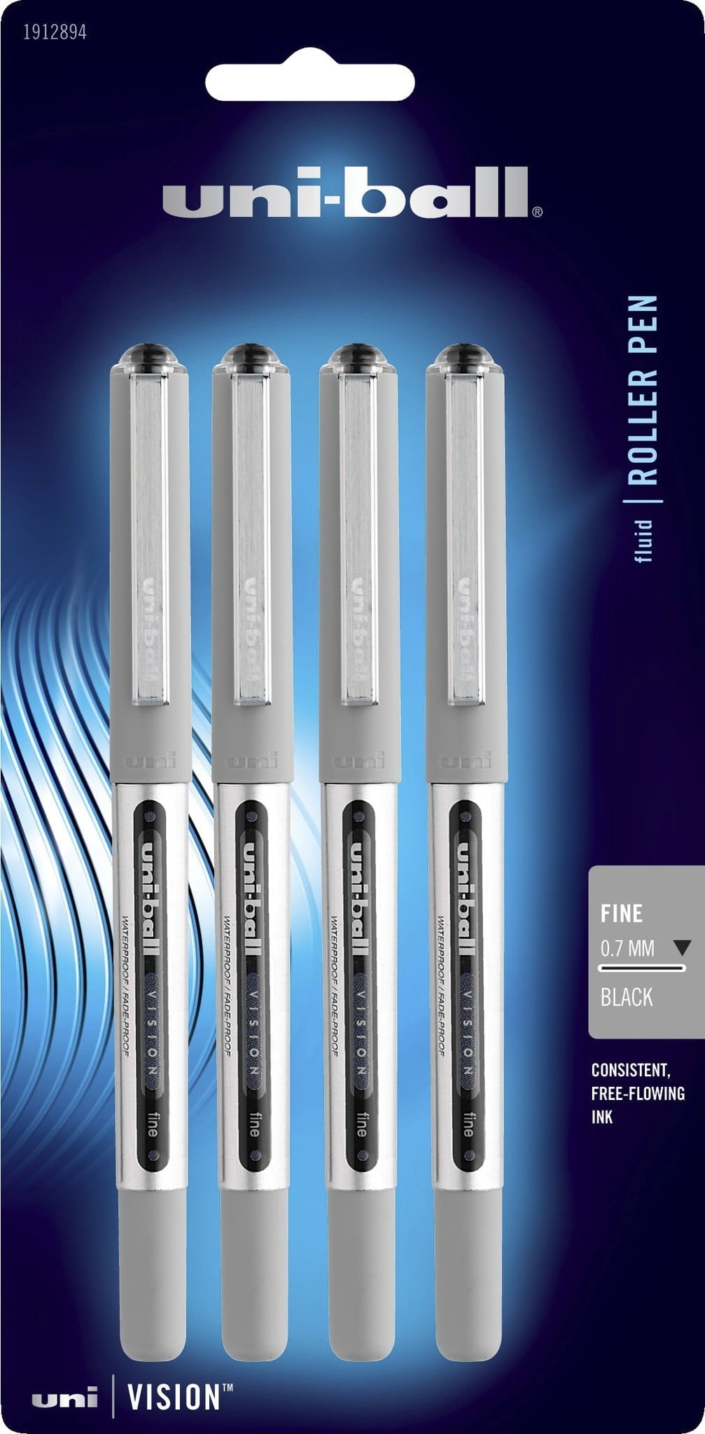 uni-ball 207 Retractable Gel Pens, Medium Point, Black, 4 Pack